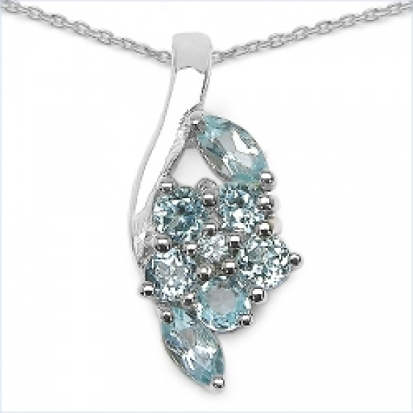 Bezaubernde BlueTopas Blumen-Ohrringe-Silber-Rhodiniert-0,96 Karat