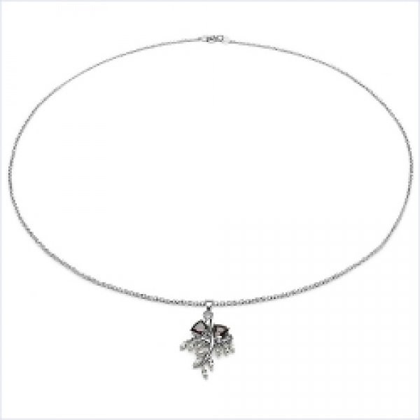 Designer-Kette m.Granat u.Weiß-Topas-Anhänger-Silber-2,80 Karat