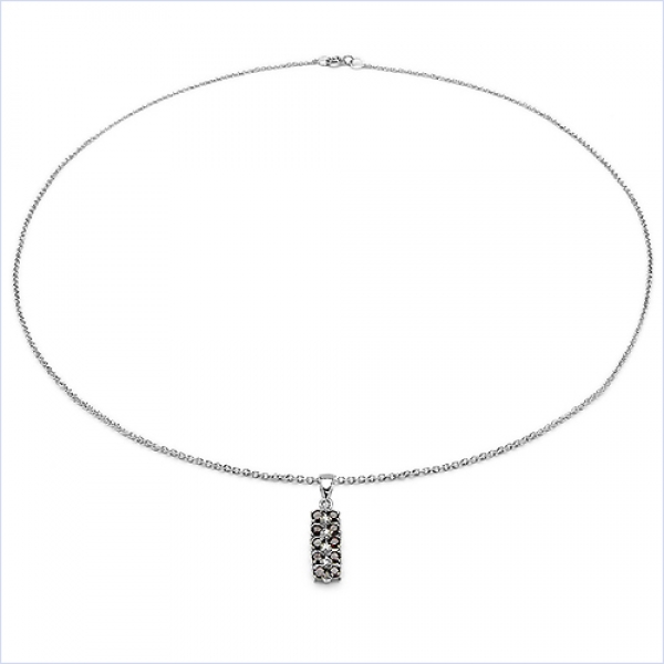 Collier/Kette mit Diamant/Granat-Anhänger 925 Silber Rh.-0,84 Karat