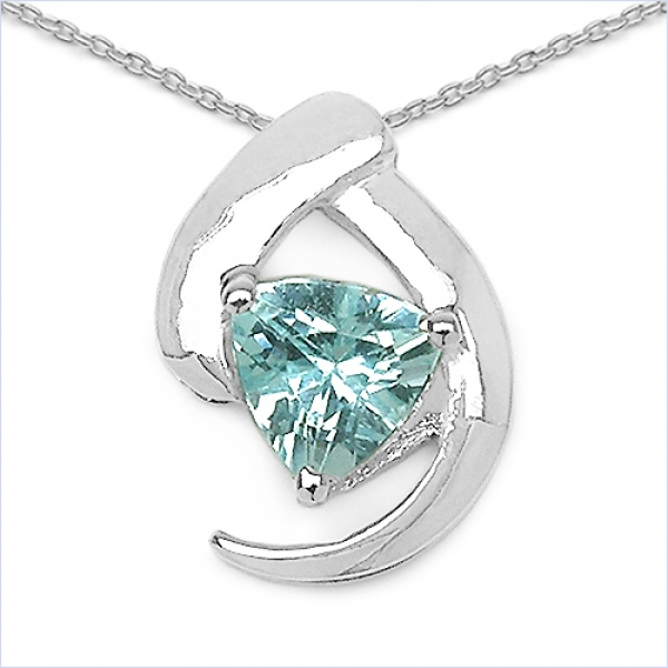 Collier/Halskette mit Blautopas-Anhänger-Silber-Rhodiniert 0,80 Karat