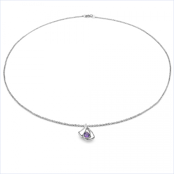 Collier/Kette Anhänger m.Amethyst-925Silber-Rhodiniert