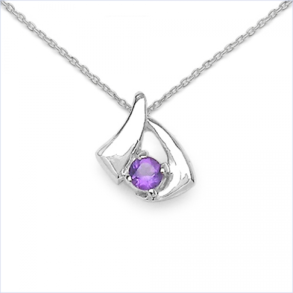 Collier/Kette Anhänger m.Amethyst-925Silber-Rhodiniert
