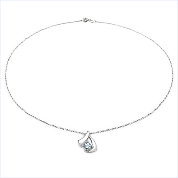 Collier/Kette Anhänger m.Blautopas-925Silber-Rhodiniert