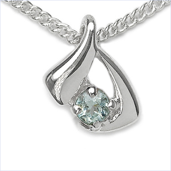 Collier/Kette Anhänger m.Blautopas-925Silber-Rhodiniert