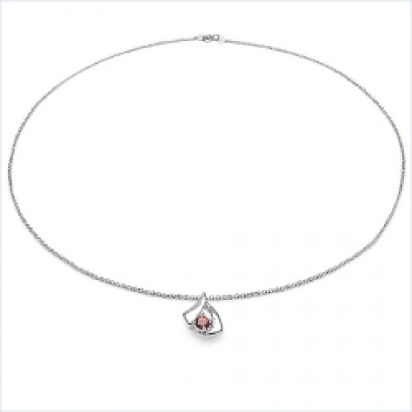 Collier/Kette Anhänger mit Rubin-925Silber-Rhodiniert