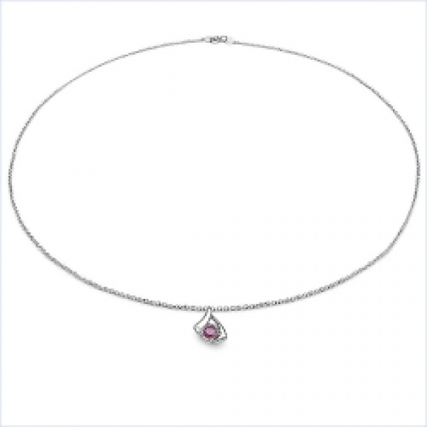 Collier/Kette Anhänger mit Rubin-925 Silber-Rhodiniert