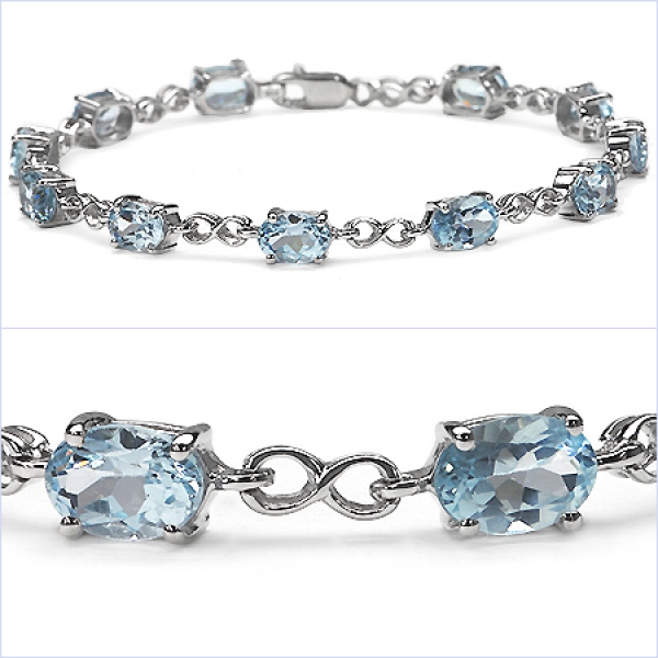 Edles Blautopas Armband 925 Silber-Rhodin.-11,00 Karat