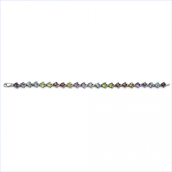 Schönes Multi Edelstein Armband in 925 Silber Rhodiniert 10,90 Karat