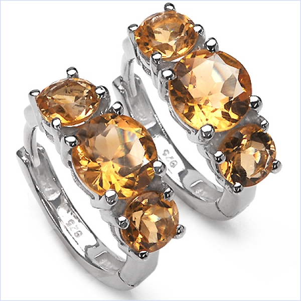 Edle Citrin Ohrringe/Creolen 925 SterlingSilber- Rhod.-4,70 Karat
