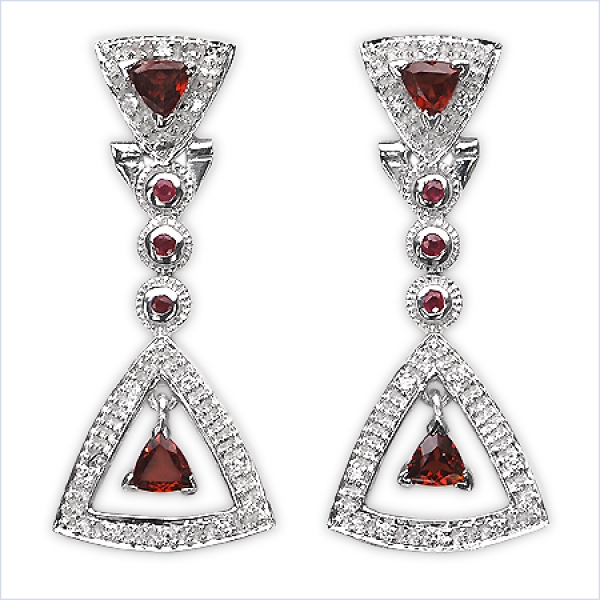 Edle Peridot-Rubin-Zirkonia-Ohrringe 925 Silber-Rhodiniert 1,42 Karat