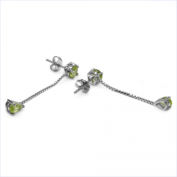 Ohrstecker Tropfenform Silber- Rhodiniert-m.Peridot-1,80 Karat