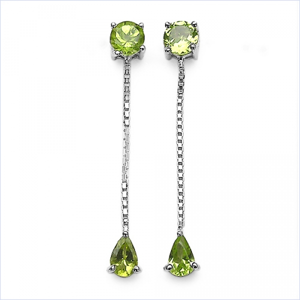 Ohrstecker Tropfenform Silber- Rhodiniert-m.Peridot-1,80 Karat