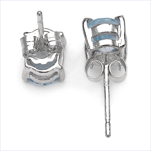 Ohrstecker Blue Topas  925 Sterling Silber - Rhodiniert in 2,00 Karat