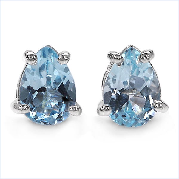 Collier/Kette mit Tropfen-Anhänger Blautopas 925 Silber-0,85 Karat