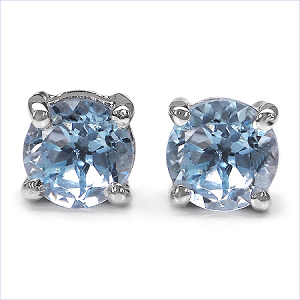 Ohrstecker Blue Topas 925 Sterling Silber- Rhodiniert