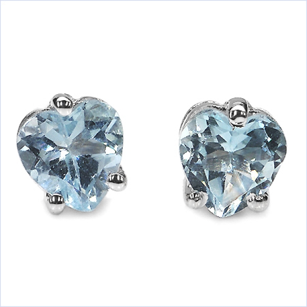 Ohrstecker Herz-Sterling Silber-Rhodin.-mit Blautopas