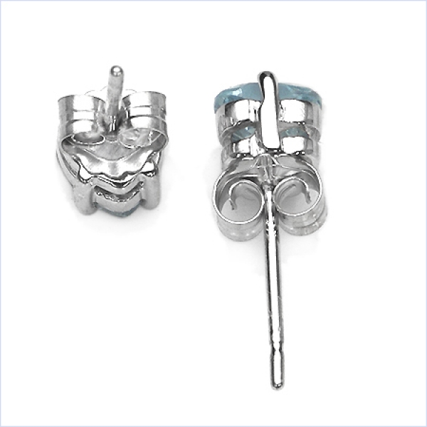 Ohrstecker Herz-Sterling Silber-Rhodin.-mit Blautopas
