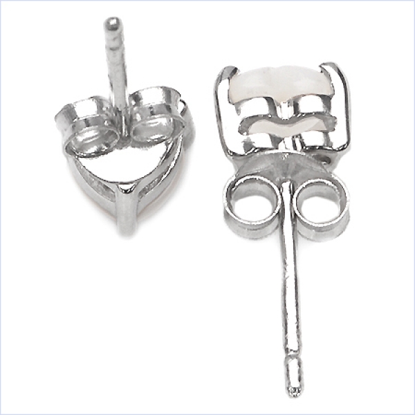Ohrstecker Edelstein/Opal Herz-925-Silber-Rhodiniert 925 Silber-Rhodiniert 0,65 Karat