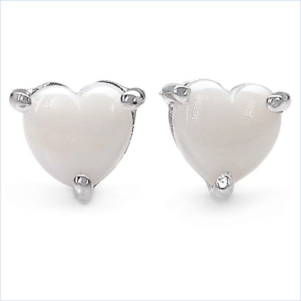 Ohrstecker Edelstein/Opal Herz-925-Silber-Rhodiniert 925 Silber-Rhodiniert 0,65 Karat