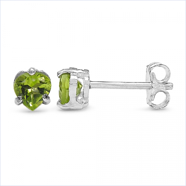 Ohrstecker Peridot-Herz Silber-Rhodiniert-0,90 Karat