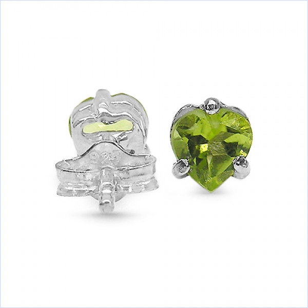 Ohrstecker Peridot-Herz Silber-Rhodiniert-0,90 Karat