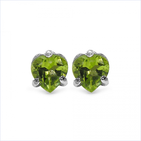 Ohrstecker Peridot-Herz Silber-Rhodiniert-0,90 Karat