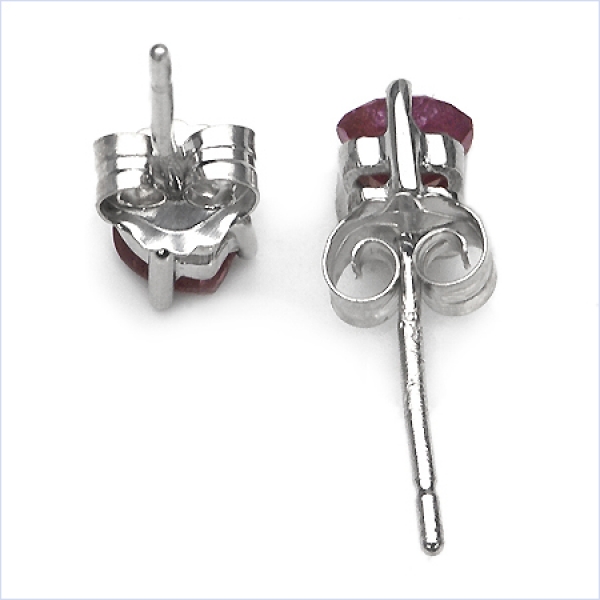 Ohrstecker Herz -Sterling Silber- Rhodiniert-mit Rubin-1,00 Karat