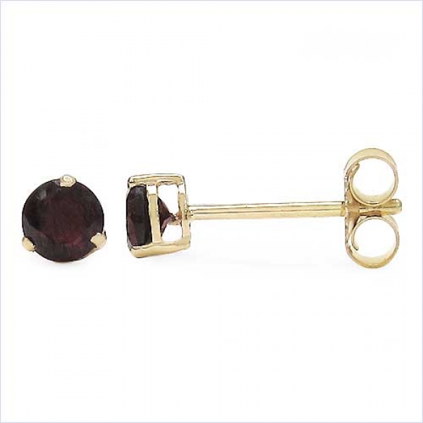 Ohrringe/Ohrstecker runde Granate 0,70 Karat-Gelbgold 10 Karat-416er Gold