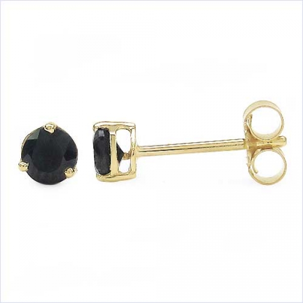 Ohrringe/Ohrstecker schwarzer Saphir in Gelbgold-10 Karat (416er)