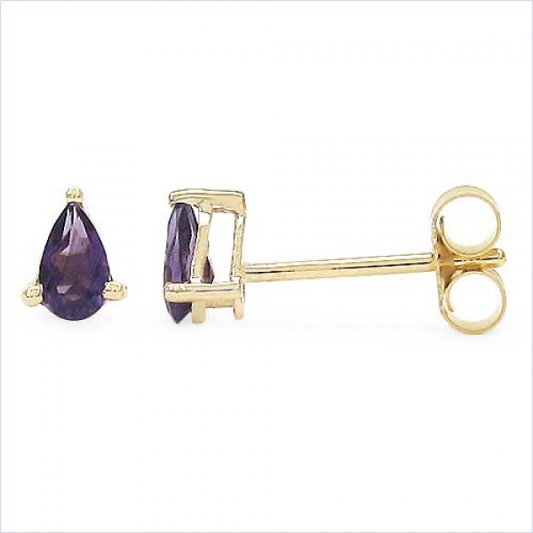 Ohrringe/Ohrstecker Amethyst-Tropfen-Gelbgold-10 Karat(416er)
