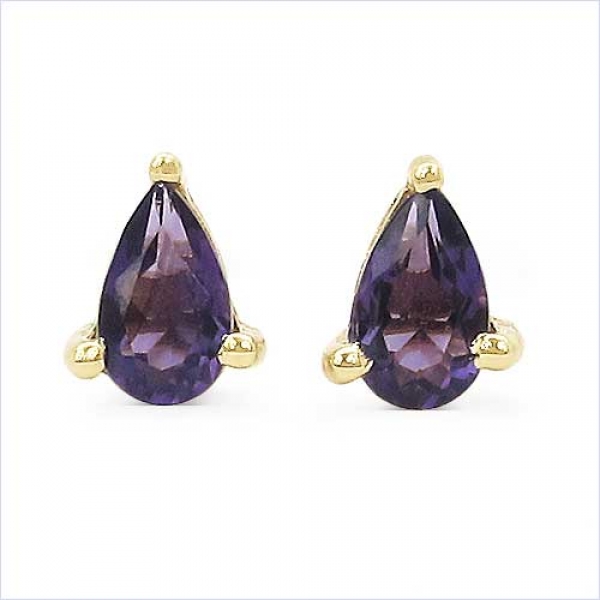 Ohrringe/Ohrstecker Amethyst-Tropfen-Gelbgold-10 Karat(416er)