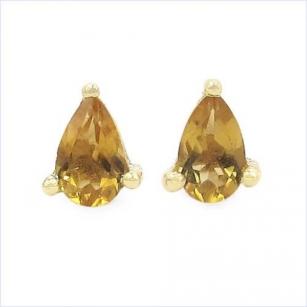 Ohrringe/Ohrstecker gelber Citrin-Tropfen-Gelbgold 10 Karat (416er)