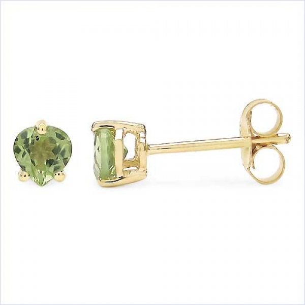 Ohrringe/Ohrstecker grüne Peridot-Herzen-0,50 Karat-Gelbgold 10 Karat-416er Gold