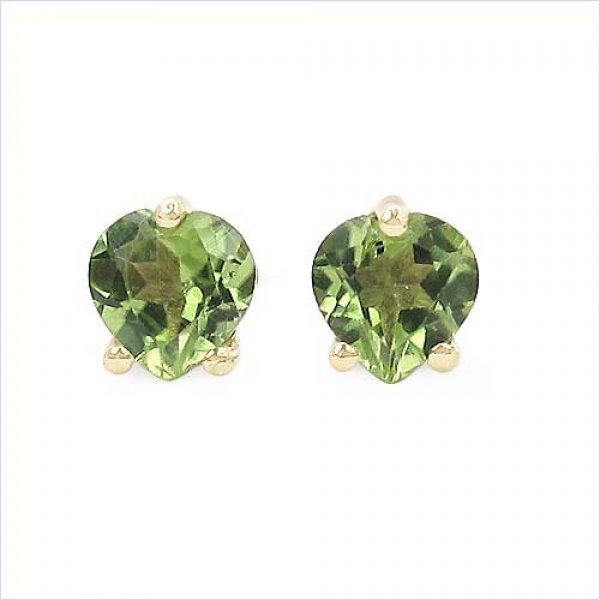 Ohrringe/Ohrstecker grüne Peridot-Herzen-0,50 Karat-Gelbgold 10 Karat-416er Gold