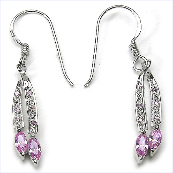 Ohrringe 925 Silber m.eleganten pinkfarbenen Zirkonias 1,08 Karat