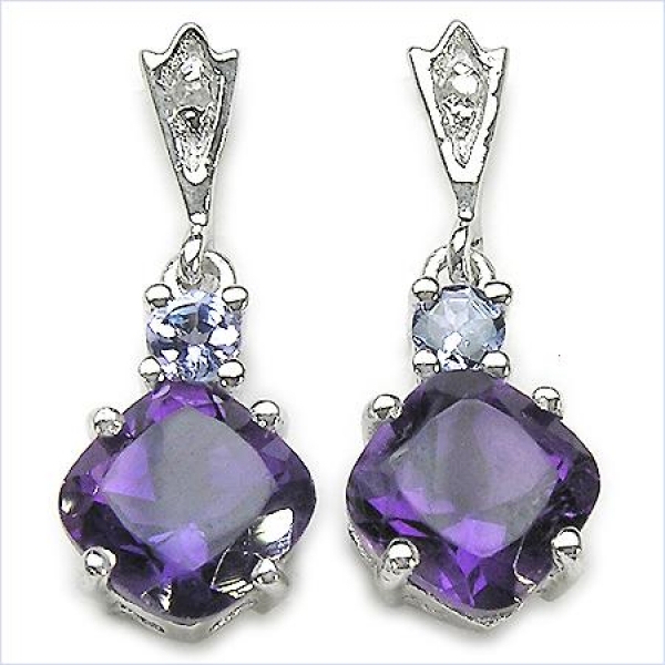 Ohrringe 2,32 Karat Amethyst/Tansanit/WhiteTopas 925 Silber