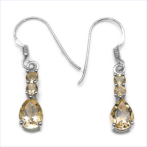 Ohrringe/Ohrhaken Citrin 925 Silber-Rhodiniert-2,20 Karat