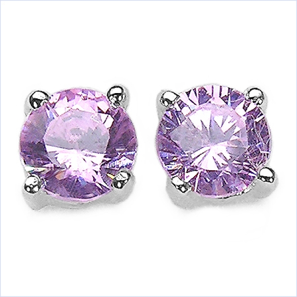 Ohrstecker Violette Zirkonia -925 Silber- Rhodiniert-0,67 Karat