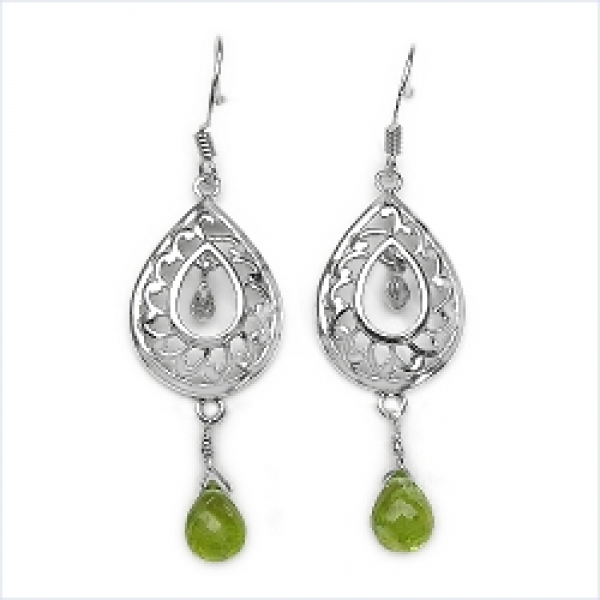 Ohrringe Peridot/Zirkonia-925 Sterling Silber Rhod.-1,12 Karat