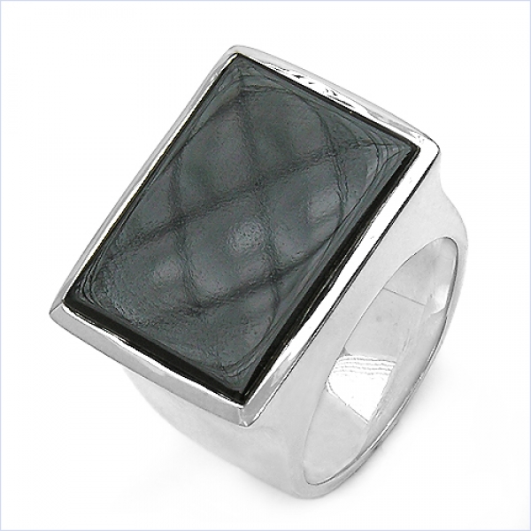 ONYX-Herren-Ring Siegelring 925 Sterl.Silber Rhodiniert 9,86 Karat