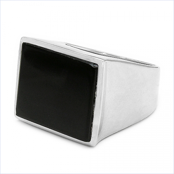 ONYX-Herren-Ring Siegelring 925 Sterl.Silber Rhodiniert 9,86 Karat