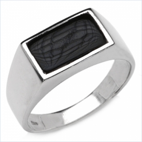 ONYX-Herren-Ring Siegelring 925 Sterl.Silber Rhodiniert-2,17 Karat