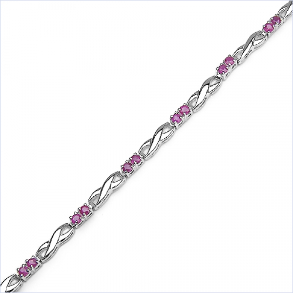 Rubin Armband-925 Silber-Rhodiniert-24 Edelsteine-1,74 Karat