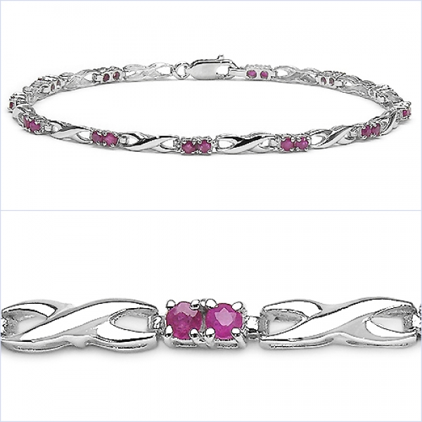 Rubin Armband-925 Silber-Rhodiniert-24 Edelsteine-1,74 Karat