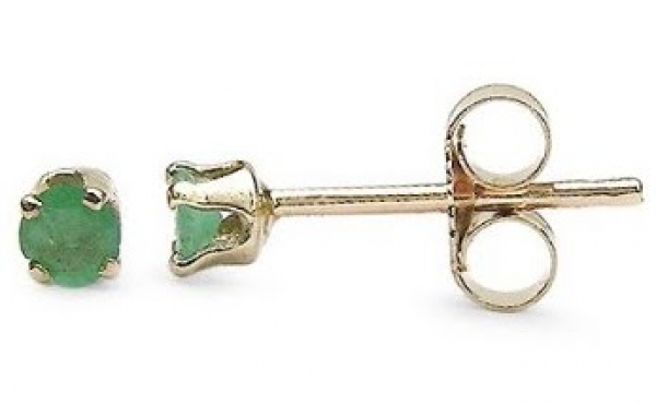 Elegante Herzen-Ohrringe/Ohrstecker Smaragd (Emerald)-10 Karat Gelbgold (416er)