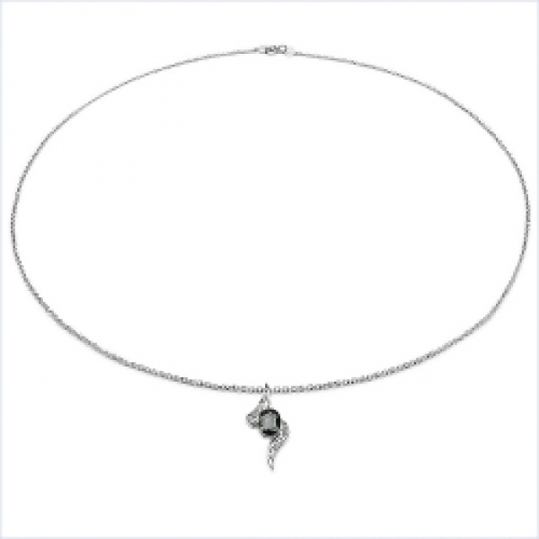 Collier/Kette m.Diamant-Saphir-Anhänger-Silber-2,51Karat