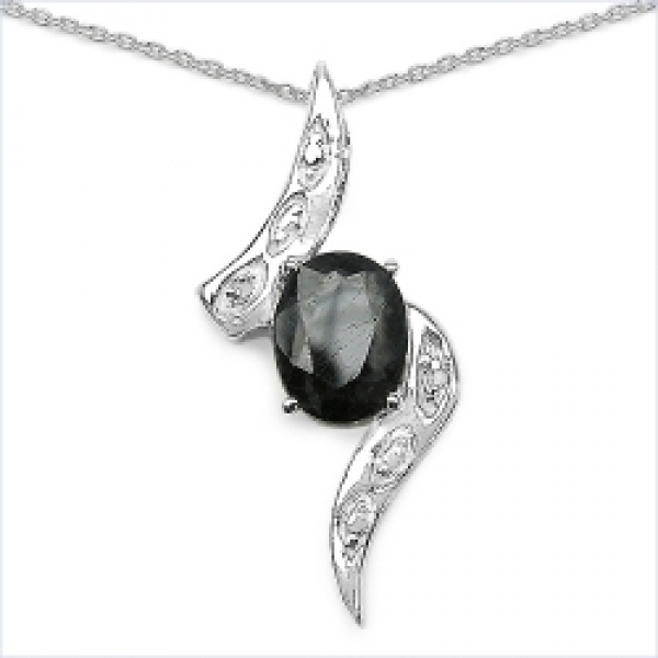 Collier/Kette m.Diamant-Saphir-Anhänger-Silber-2,51Karat