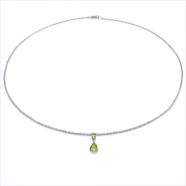 Collier/Kette mit Peridot-Anhänger 925 Silber/Rhodin.-0,80 Karat