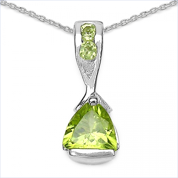 Collier/Kette mit Peridot-Anhänger 925 Silber/Rhodin.-0,80 Karat