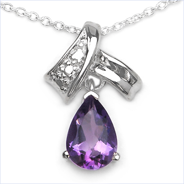 Collier/Kette m.Herz-Anhänger Amethyst-Silber-Rhodiniert-1,10 Karat